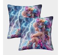 FELASBUID Rainbow Peludo Chica Fundas Cojines para Sofá 2 Piezas Funda De Almohada Decorativos Cuadrado Throw Cojín Sala Casa Decor 40x40cm