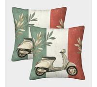 FELASBUID Scooter Italiano Vintage - diseño Italiano Retro Fundas Cojines para Sofá 2 Piezas Arte Funda De Almohada Throw Cojín Decoración Funda Cojin Sala Casa Decor 50x50cm