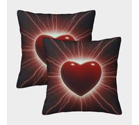 FELASBUID Símbolo del corazón: Estilo eléctrico Glow Fundas Cojines para Sofá 2 Piezas Funda De Almohada Decorativos Cuadrado Funda Cojin para Sala Hogar 45x45cm