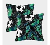 FELASBUID SoccerBallArt - UrbanGraffitiStyle Fundas Cojines para Sofá 2 Piezas Disponible Todas Las Estaciones Funda De Almohada Decorativo para Sala Almohadas Fundas De Estar Sofás Jardín 50x50cm