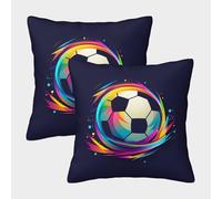 FELASBUID SoccerBallArt-VibrantAbstractDiseño Fundas Cojines para Sofá 2 Piezas Disponible Todas Las Estaciones Funda De Almohada Throw Cojín Decoración Almohadas Fundas De Estar Dormitorio 50x50cm