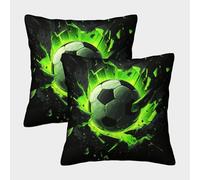 FELASBUID SoccerBallImpact - DynamicSportsArt Fundas Cojines para Sofá 2 Piezas Disponible Todas Las Estaciones Funda De Almohada Throw Cojín Decoración Almohadas Fundas De Estar Dormitorio 50x50cm