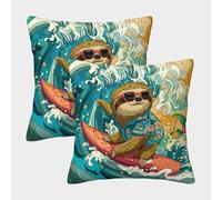 FELASBUID Surf Pereza con Sombras - Estilo de Dibujos Animados Vibrante Fundas Cojines para Sofá 2 Piezas Funda De Almohada Decorativos Cuadrado Almohada Funda De Almohada para Sala Hogar 45x45cm