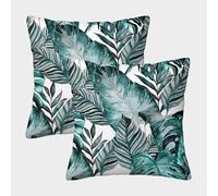 FELASBUID TropicalLeafPattern-AcuarelaEstilo Botánico Fundas Cojines para Sofá 2 Piezas Disponible Todas Las Estaciones Funda De Almohada Decorativo para Sala Funda De Cojines para Sala Hogar 50x50cm