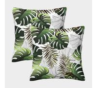 FELASBUID TropicalLeafPattern-BotanicalarteStyle (en inglés) Fundas De Cojín del Sofá Juego De 2 Arte Fundas De Almohada Decorativos Cuadrado Funda Cojin para Sala Hogar 50x50cm