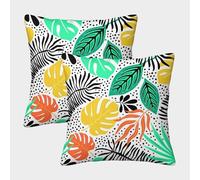 FELASBUID TropicalLeafPattern - Estilo Botánico Vibrante Fundas De Cojín del Sofá Juego De 2 Arte Fundas De Almohada Decorativos Cuadrado Almohada Funda De Almohada De Estar Dormitorio 50x50cm