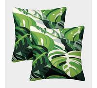 FELASBUID TropicalLeafPattern-ModernBotanicalArt Fundas Cojines para Sofá 2 Piezas Funda De Almohada Decorativos Cuadrado Almohadon Cubre De Estar Sofás Jardín 45x45cm