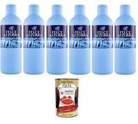 Felce Azzurra - Baño de ducha original clásico con una experiencia de baño suave y aterciopelada con aroma clásico Azzurra, pH neutro, previene la irritación, 6 x 650 ml + Italian Gourmet 400 g