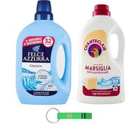 Felce Azzurra Chanteclair - Detergente de prueba, 1 x Classico 1595 ml + 1 x Marsella 1260 ml + llavero Beni Culinari gratis