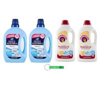 Felce Azzurra Chanteclair - Detergente para ropa (2 x Classico 1595 ml + 2 x Marsella de 1260 ml + llavero Beni Culinari gratuito)