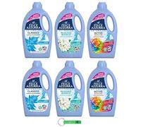 Felce Azzurra - Detergente líquido para lavadora, 6 paquetes de 1595 ml, 40 lavados, 3 aromas diferentes + llavero Beni Culinari gratis