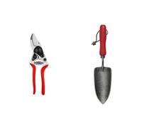 FELCO 14 Tijera de Podar Profesional Compacta Bypass 18 mm para Manos Pequeñas con Plantador de Mano FELCO 401 de Acero al Boro para Plantación