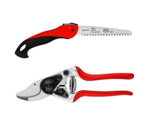 FELCO 14 Tijera de Podar Profesional Compacta Bypass 18 mm para Manos Pequeñas con Sierra Plegable FELCO 600 para Poda Delicada