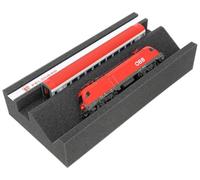 Feldherr Banco de Locomotora Premium para maquetas de Trenes - Banda magnética, Eje de Mantenimiento, Espuma de PU - Ideal para H0 y TT, 360x175x70 mm