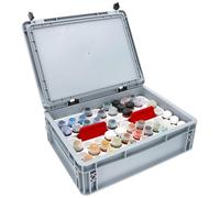 Feldherr Juego de Cajas de Almacenamiento 128 Botes de Pintura Citadel (12 ml) - 8 bastidores + 2 Soportes - Eurobox Resistente - ordenado y portátil