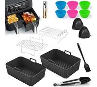 Felenny 21 piezas freidora de aire caliente accesorios airfryer accesorios silicona freidora insertos soporte para pinchos parrilla cupcakes moldes para Ninja AF400EU AF300EU doble freidora