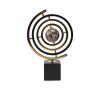 Felenny - Escultura moderna de metal, diseño de globo terrestre con base rectangular, diseño abstracto, estatua giratoria para oficina, biblioteca y sala de estar, color negro y dorado