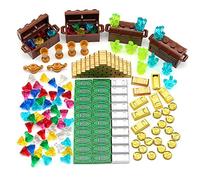 Feleph Set di Mattoncini per Accessori del Tesoro, Scrigno del Tesoro, Gemme di Diamanti, Lingotti D'oro d'argento,Monete, Contanti Mattone Giocattolo Pirata