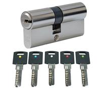 FELGNER Cilindro doble XCOLOR | Cilindro de cierre con función de emergencia y peligro | Cilindro para puerta de casa | incluye 5 llaves con punto de color | 40/50 mm (50/40 mm)