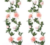 Felice Arts Paquete de 2 guirnaldas Florales Artificiales Rosas de 13 pies, Guirnalda de Rosas Falsas para Colgar en Bodas, centros de Mesa, arreglos, habitación, Baby Shower, Tipi, decoración de