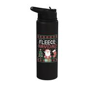 Felice Navidad Pun Funny Santa Sheep Suéter feo de Navidad Stainless Steel Insulated Water Bottle