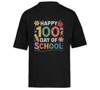 Felices 100 Días De Clases Camiseta Extragrande Holgada Negra Unisex Unisex Black tee Baggy Oversized T-Shirt