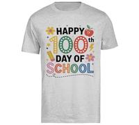 Felices 100 Días De Clases Camiseta Gris De Manga Corta para Hombre Unisex Black tee Baggy Oversized T-Shirt