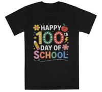 Felices 100 Días De Clases Kids Black tee Camiseta De Manga Corta para Niños Kids Black tee Children Short Sleeve T-Shirt