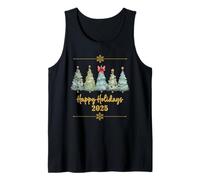 Felices Fiestas Árboles de Navidad 2025 Celebración Familia Camiseta sin Mangas