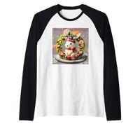 Felices Fiestas Bayas Conejito Corona Camiseta Manga Raglan