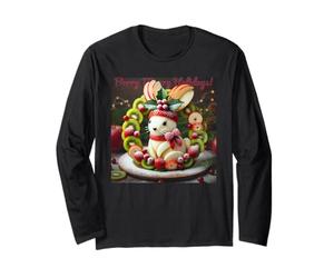 Felices Fiestas Bayas Conejito Corona Manga Larga