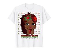 Felices Fiestas Melanina Navidad Negro Mrs. Claus Mujeres Niña Camiseta