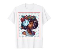 Felices Fiestas Melanina Navidad Negro Mrs. Claus Mujeres Niña Camiseta