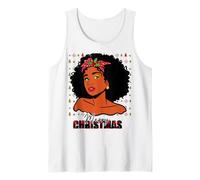 Felices Fiestas Melanina Navidad Negro Mrs. Claus Mujeres Niña Camiseta sin Mangas