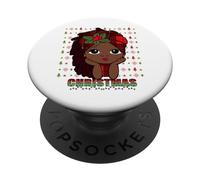 Felices Fiestas Melanina Navidad Negro Mrs. Claus Mujeres Niña PopSockets PopGrip Adhesivo