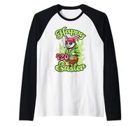 Felices Pascuas 420 Conejito Fumando Hierba Canna umador Camiseta Manga Raglan
