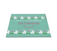 Felices Pascuas con Conejo, Vamos A Buscar Huevos De Pascua Alfombra De Baño Duradero Felpudo De Bienvenida Antideslizante Felpudo De Entrada para Trasera Delantera Cocina Interior 40X60Cm