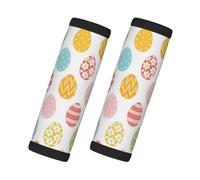 ¡Felices Pascuas! Huevos de Pascua coloridos, 2 piezas de fundas para asas de equipaje, cubiertas suaves y cómodas para asas de equipaje. Etiqueta para equipaje.