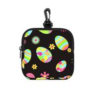 ¡Felices Pascuas! Huevos de Pascua Coloridos,Bolsa de Almacenamiento Cuadrada con Cremallera, Monedero de Neopreno, Carteras pequeñas, Monedero pequeño, Monedero