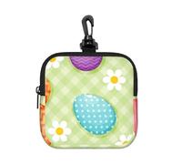 ¡Felices Pascuas! Huevos de Pascua Coloridos,Bolsa de Almacenamiento Cuadrada con Cremallera, Monedero de Neopreno, Carteras pequeñas, Monedero pequeño, Monedero