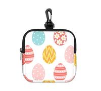 ¡Felices Pascuas! Huevos de Pascua Coloridos,Bolsa de Almacenamiento Cuadrada con Cremallera, Monedero de Neopreno, Carteras pequeñas, Monedero pequeño, Monedero
