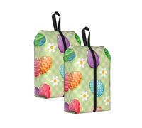 ¡Felices Pascuas! Huevos de Pascua Coloridos， Bolsas de Viaje para Zapatos (Paquete de 2), Bolsas Impermeables para Guardar Zapatos, Organizador de Zapatos para Viajes y hogar.