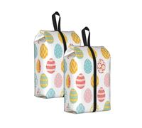 ¡Felices Pascuas! Huevos de Pascua Coloridos， Bolsas de Viaje para Zapatos (Paquete de 2), Bolsas Impermeables para Guardar Zapatos, Organizador de Zapatos para Viajes y hogar.