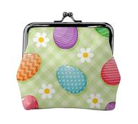 ¡Felices Pascuas! Huevos de Pascua Coloridos,Monedero de Piel sintética, Carteras pequeñas, Monedero con Cierre de Broche