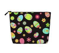 Felices Pascuas Huevos de Pascua Coloridos,Neceser de Maquillaje de imitación Lino, Neceser de Viaje portátil