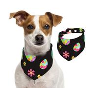 Felices Pascuas Huevos de Pascua Coloridos,Pañuelos de algodón para Perros, Bufandas Ajustables para Mascotas,S