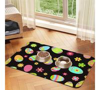 Felices Pascuas Huevos de Pascua Coloridos,Tapete para Comida de Mascotas, manteles Individuales de Cuero sintético para Gatos y Perros,40x60cm