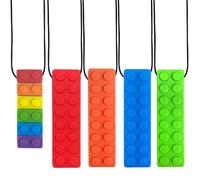Felicify Collar Mordedor, 5PCS Collar Mordedor de Silicona, Mordedor Autismo, Collar de Masticación, Colgante para Masticar, juguetes sensoriales para Niños y Adultos con Autismo TDAH ADHD (A)