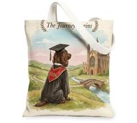 Felicitaciones Grad Boykin Spaniel Dog Bolsa de lona para ir de compras de 13 x 15 pulgadas, bolsa de comestibles reutilizable para mujer, diseño de graduación, viaje, decoración de regalo