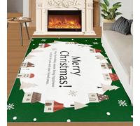 Felicitaciones navideñas Alfombra Home Decoe, Escena de Nieve Invernal Alfombras Antideslizantes Lavables, Ciudad de Cuento de Hadas Aplícate al salón, Dormitorio, Comedor y Pasillo (60x90cm)